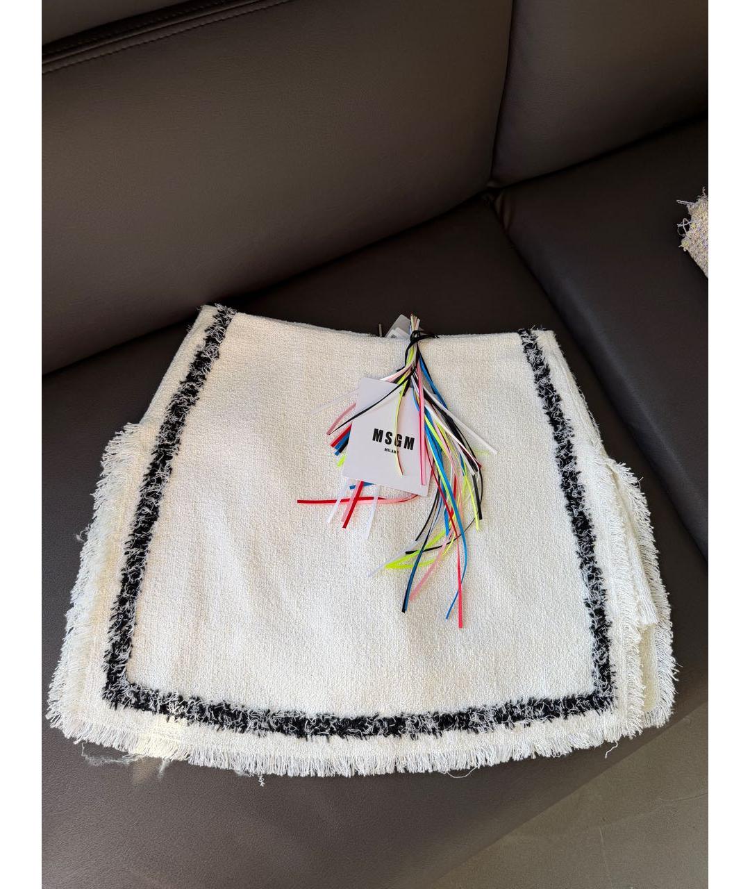 MSGM Белая хлопковая юбка мини, фото 3