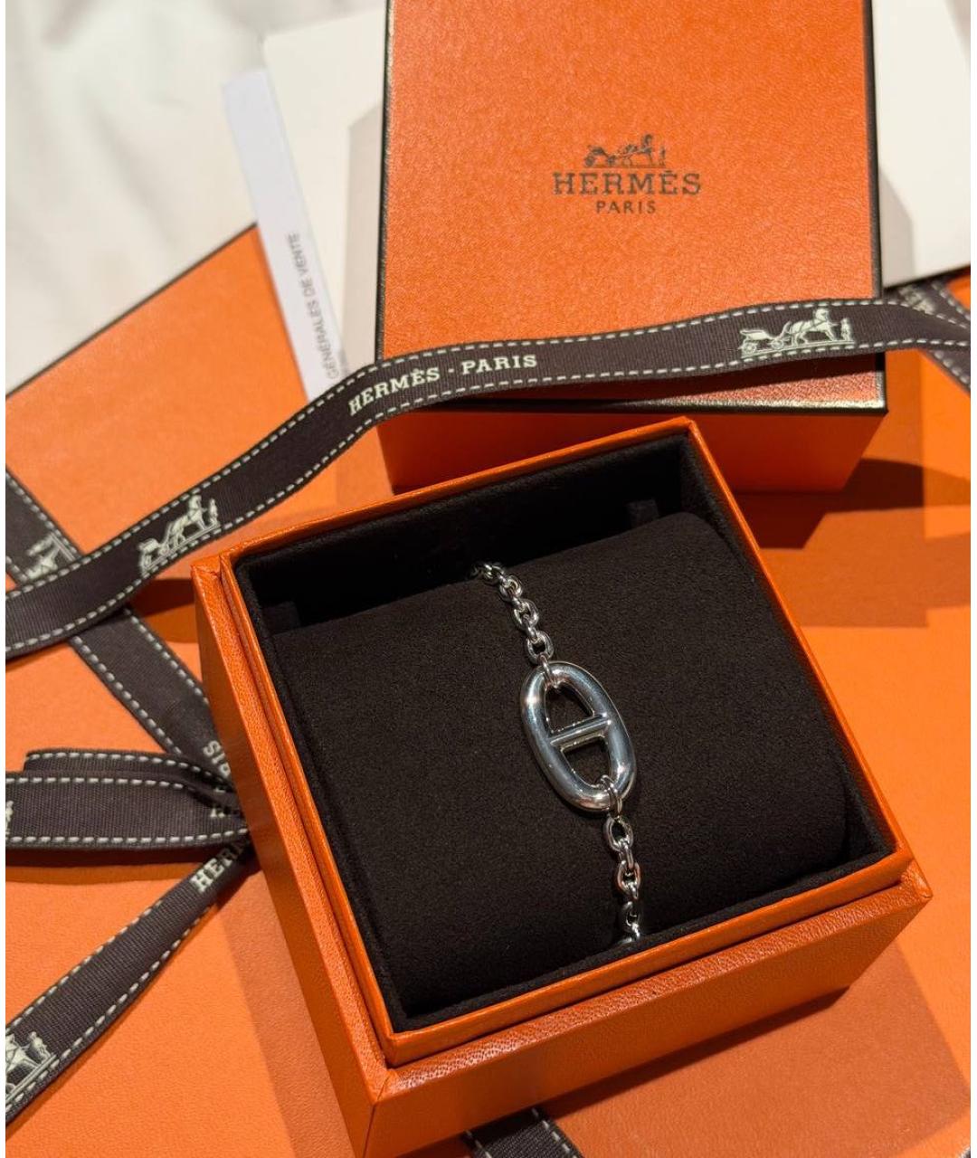 HERMES Серебрянный серебряный браслет, фото 3
