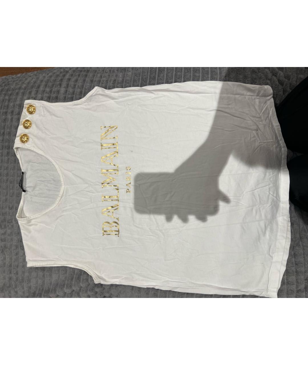 BALMAIN Белая хлопковая футболка, фото 7