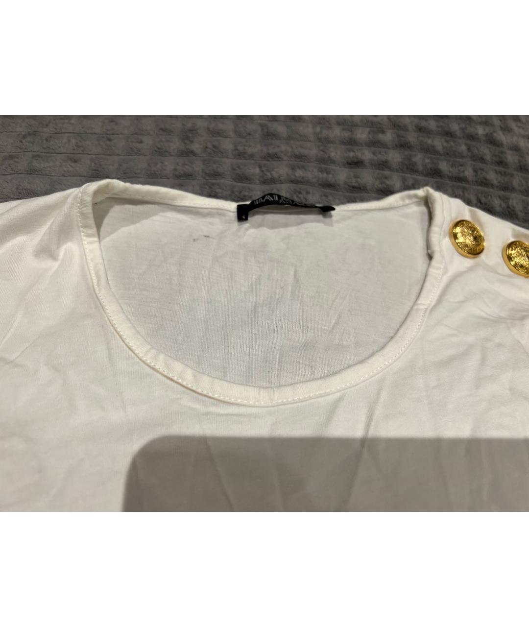 BALMAIN Белая хлопковая футболка, фото 6