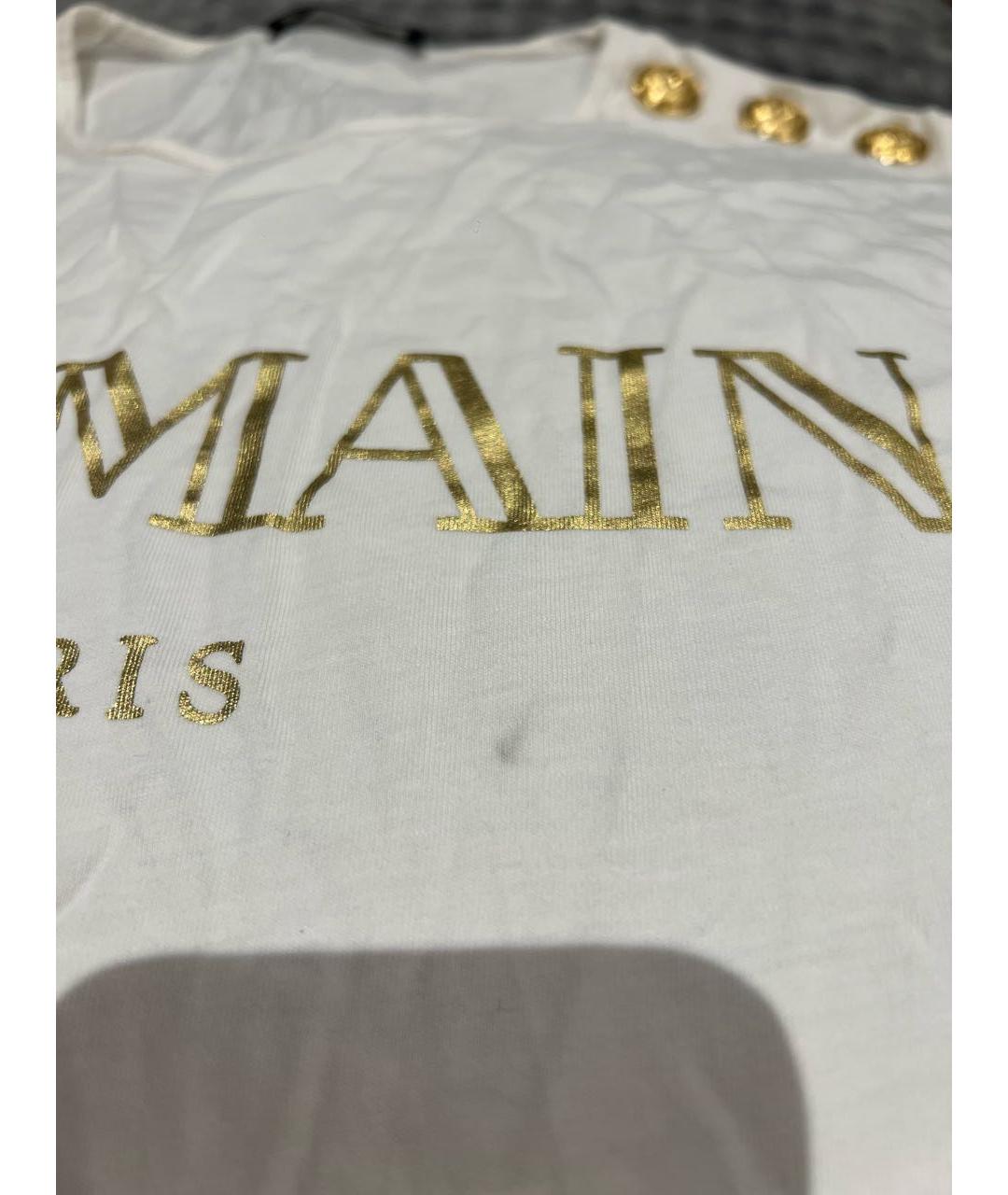 BALMAIN Белая хлопковая футболка, фото 5