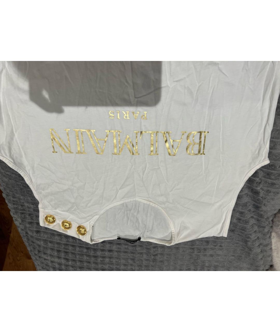 BALMAIN Белая хлопковая футболка, фото 3