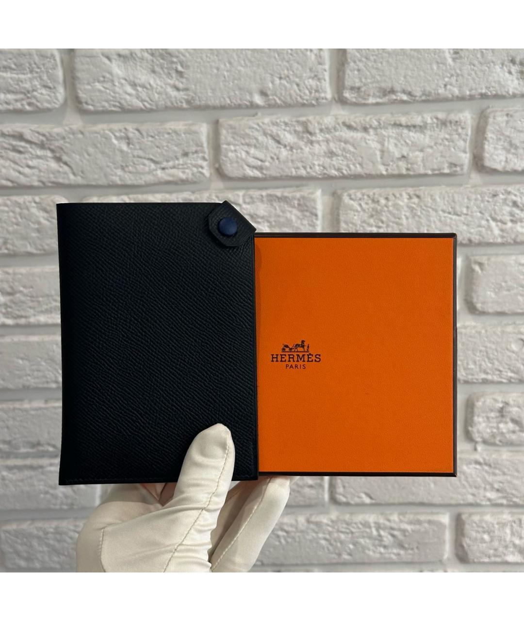 HERMES Черный кожаный кошелек, фото 2