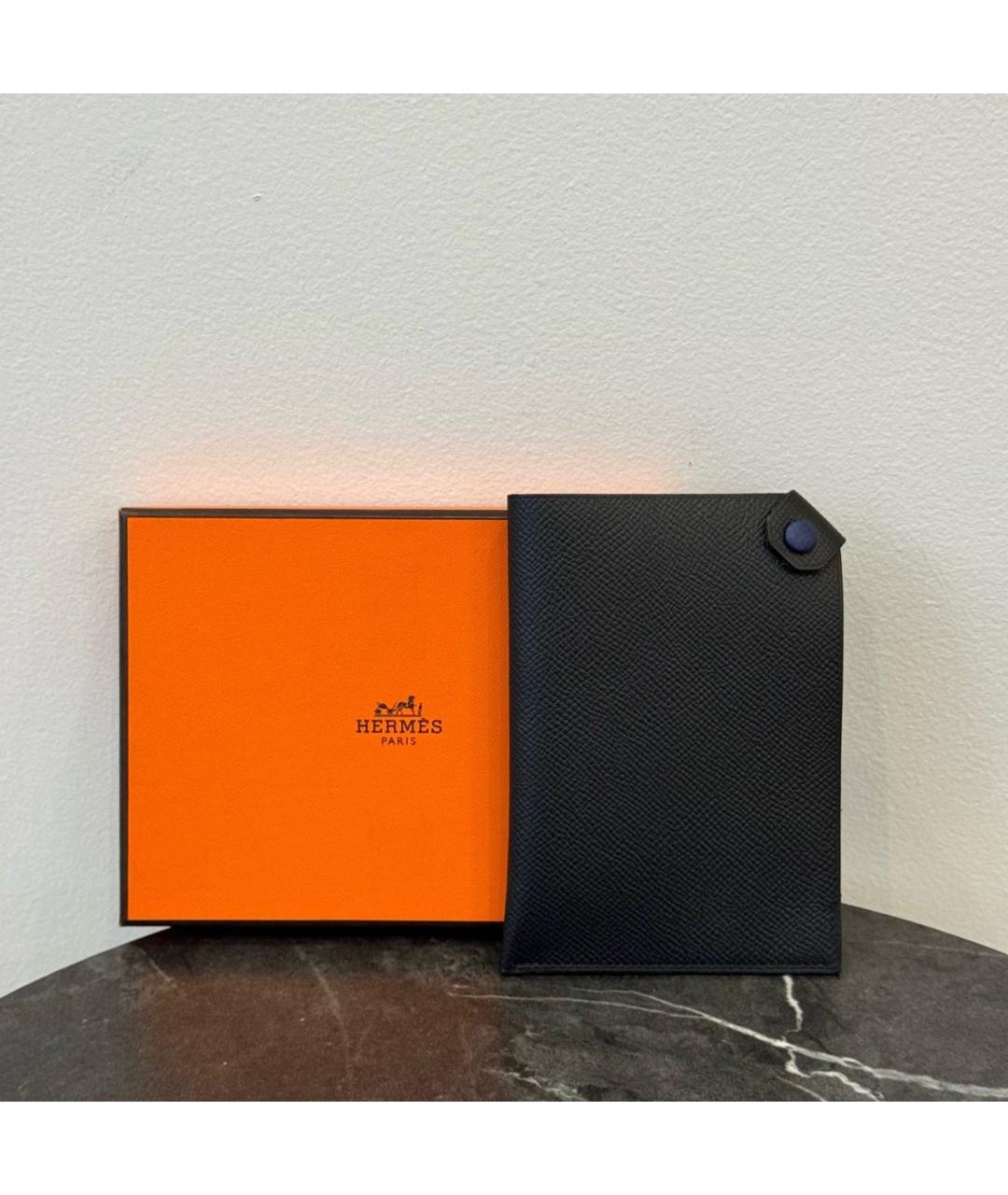 HERMES Черный кожаный кошелек, фото 2