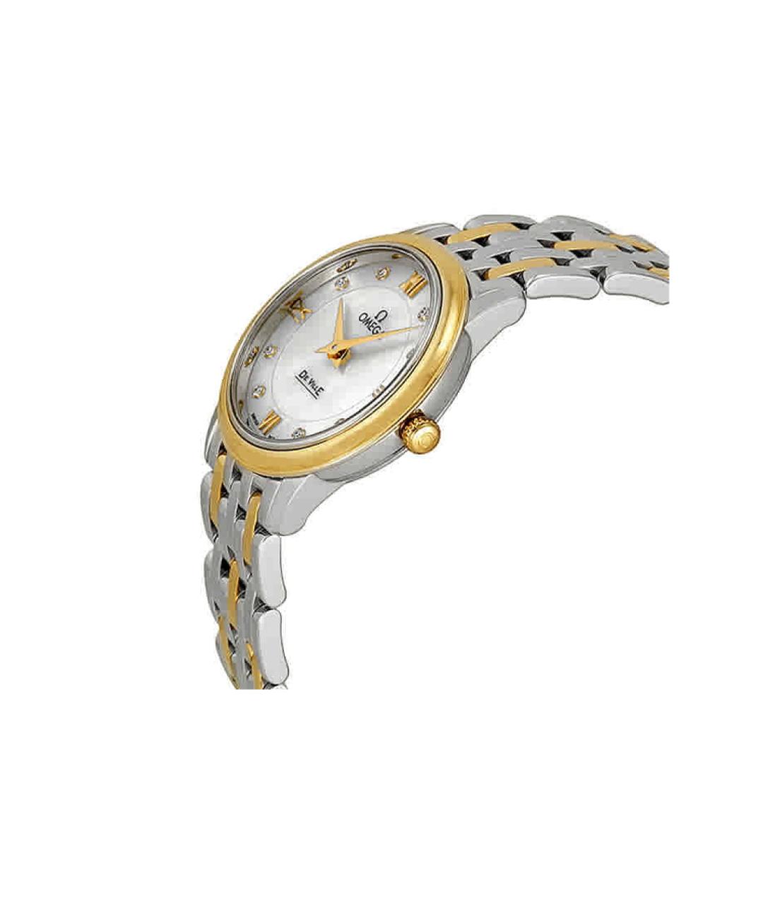 OMEGA Белые часы из желтого золота, фото 2