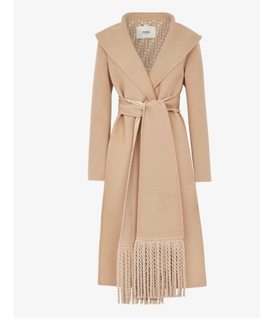 FENDI Бежевое шерстяное пальто, фото 9