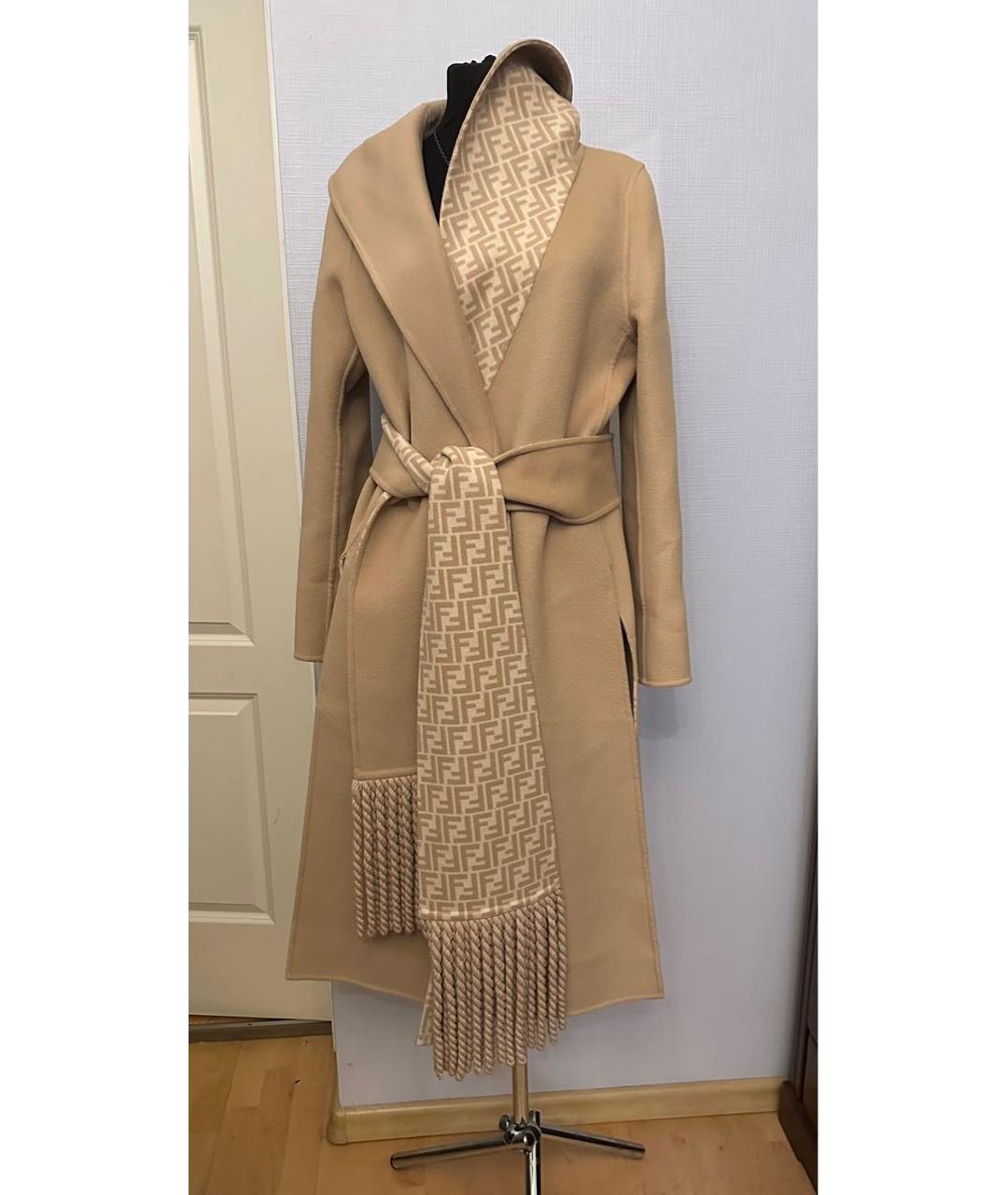 FENDI Бежевое шерстяное пальто, фото 4