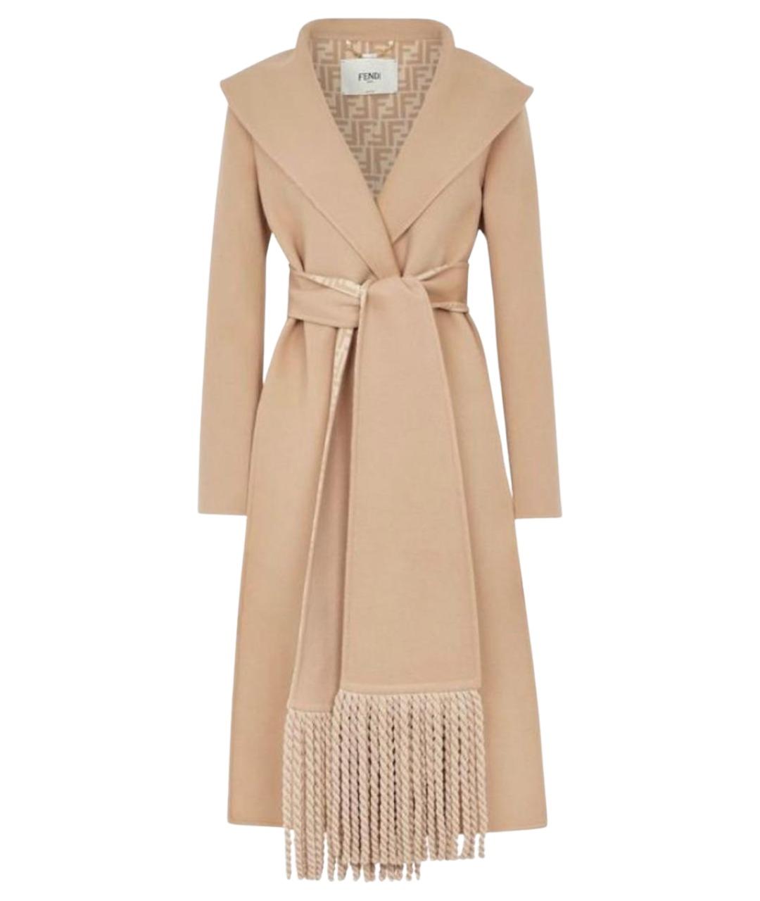 FENDI Бежевое шерстяное пальто, фото 1
