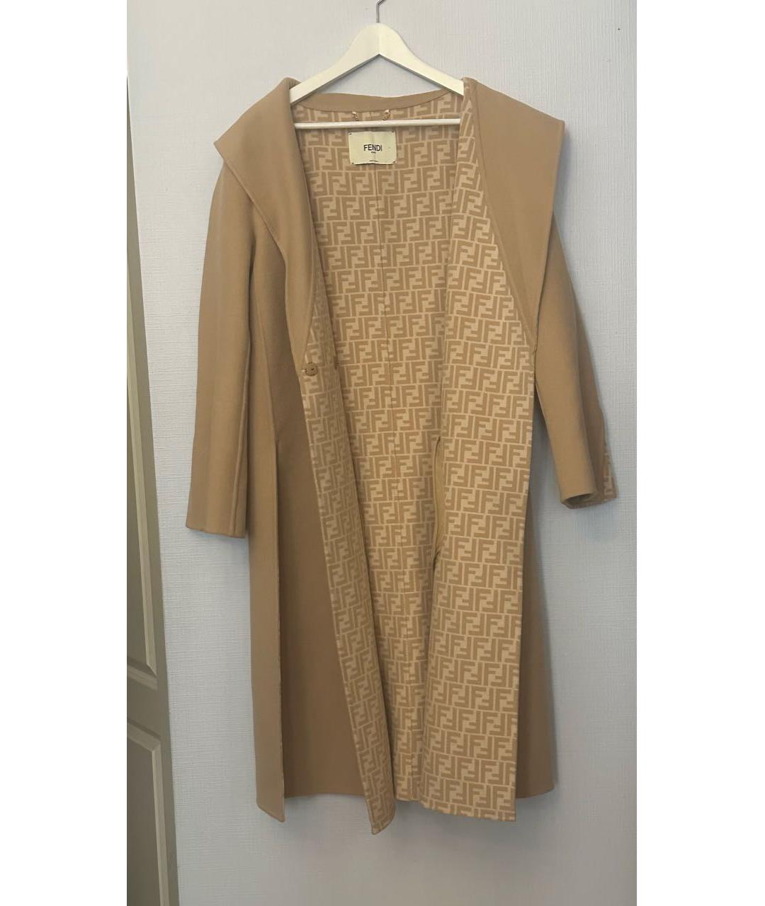 FENDI Бежевое шерстяное пальто, фото 5