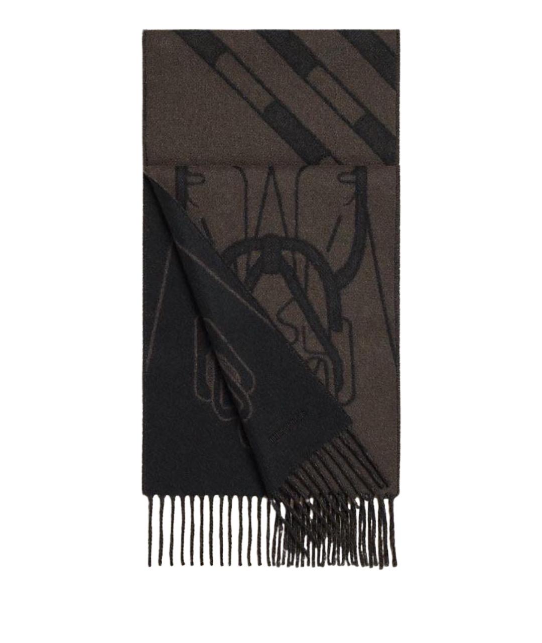 HERMES Черный кашемировый шарф, фото 1