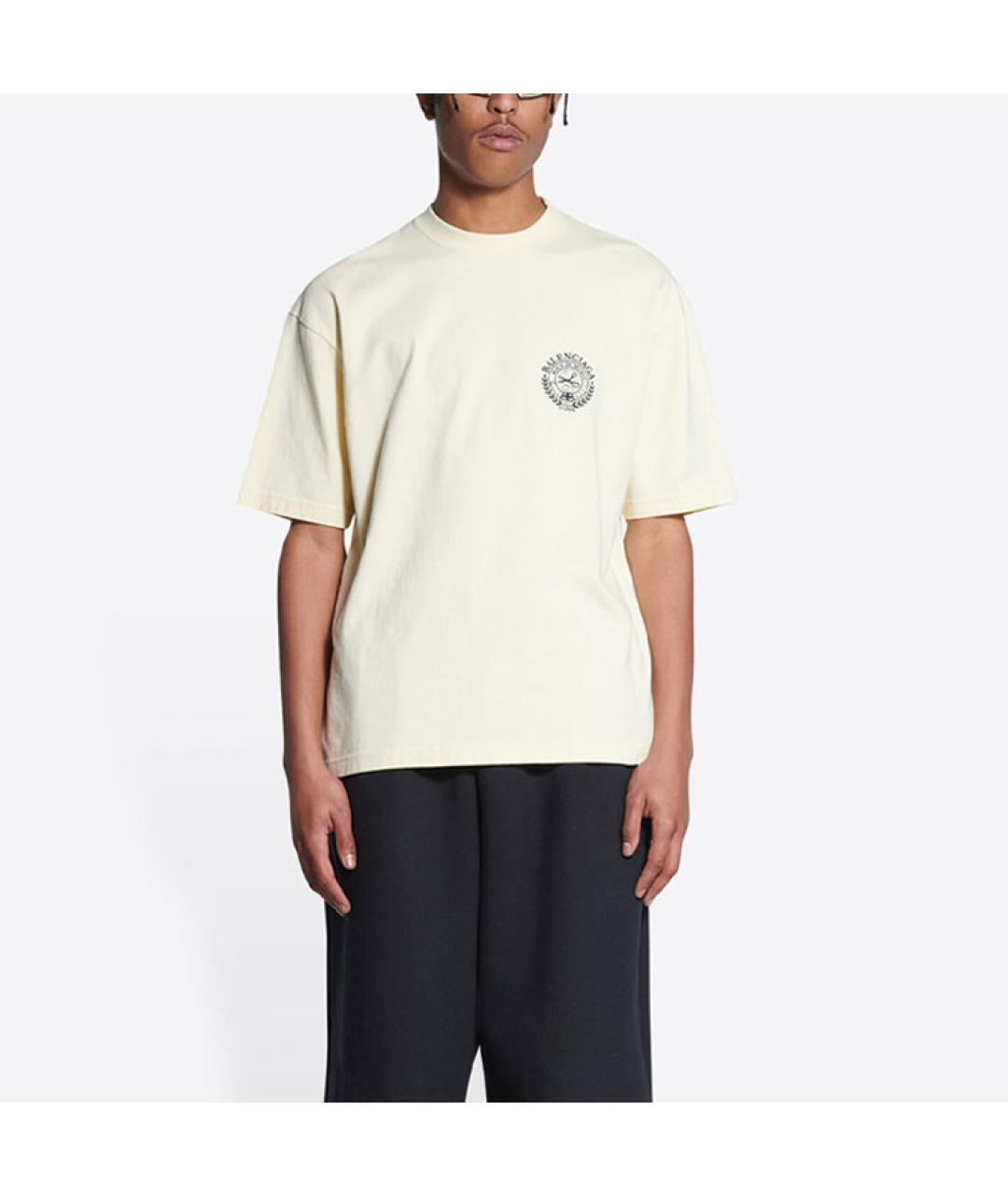 BALENCIAGA Бежевая футболка, фото 4