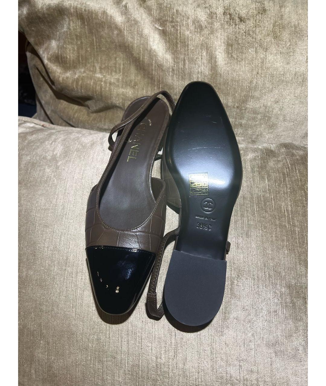 CHANEL Коричневые кожаные туфли, фото 4