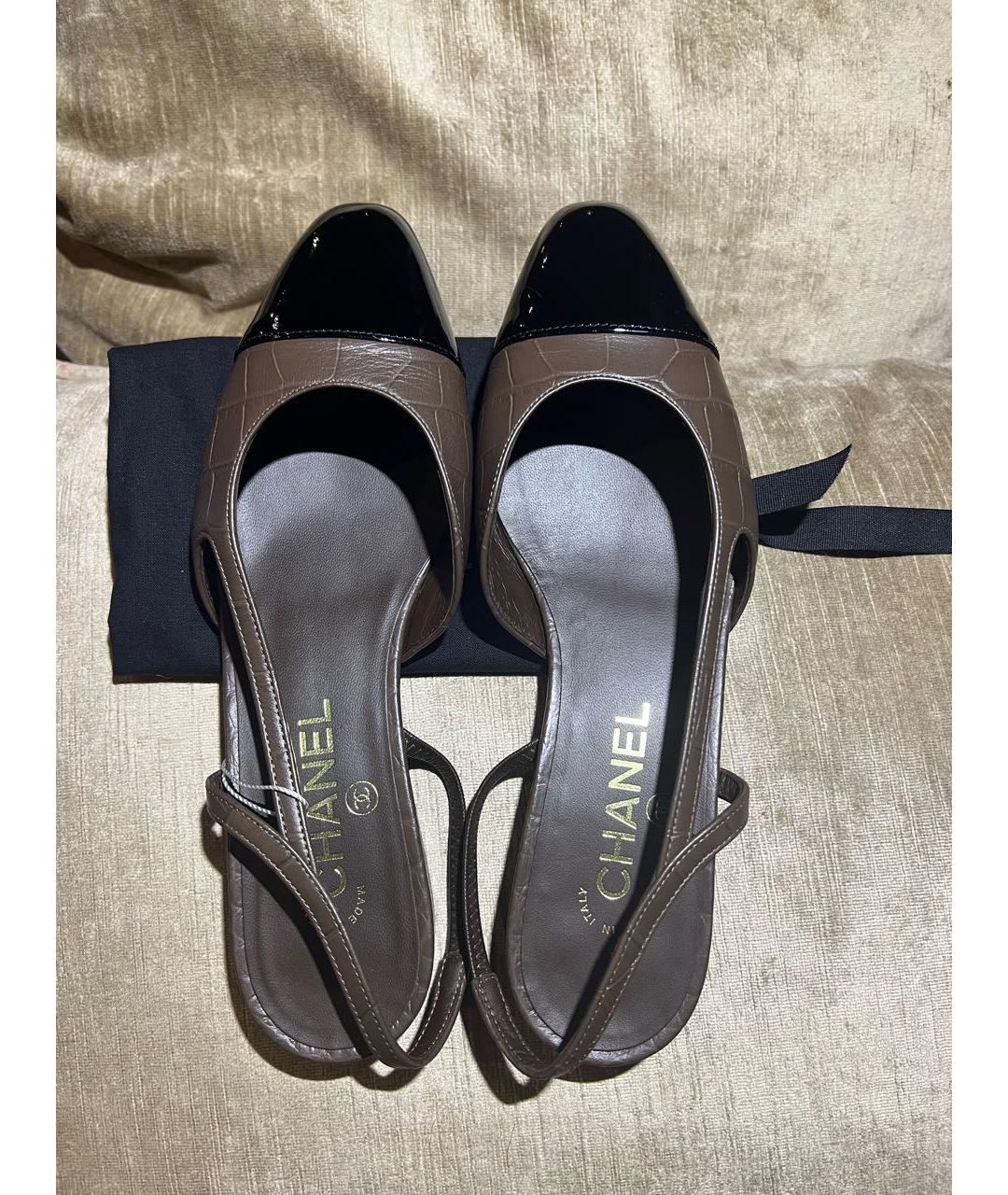 CHANEL Коричневые кожаные туфли, фото 2