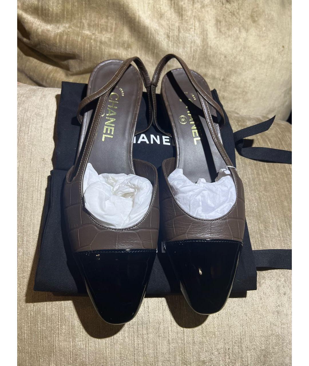 CHANEL Коричневые кожаные туфли, фото 6