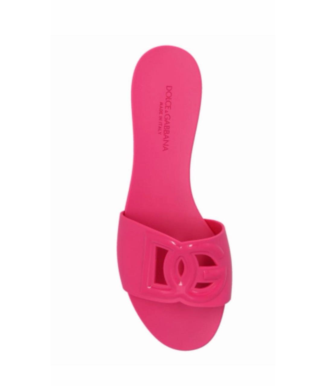 DOLCE&GABBANA Фуксия резиновые шлепанцы, фото 3
