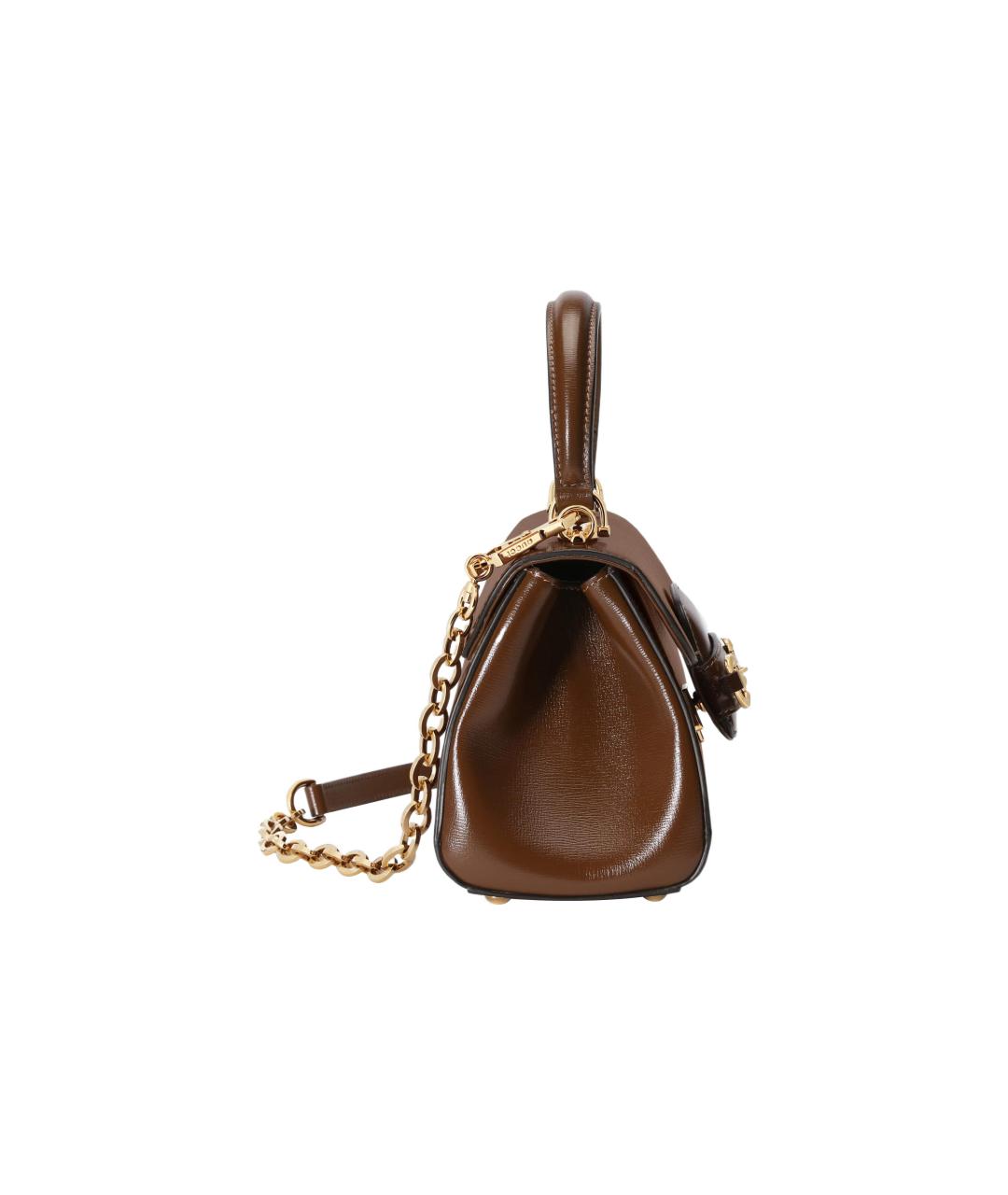 GUCCI Коричневая кожаная сумка через плечо, фото 5