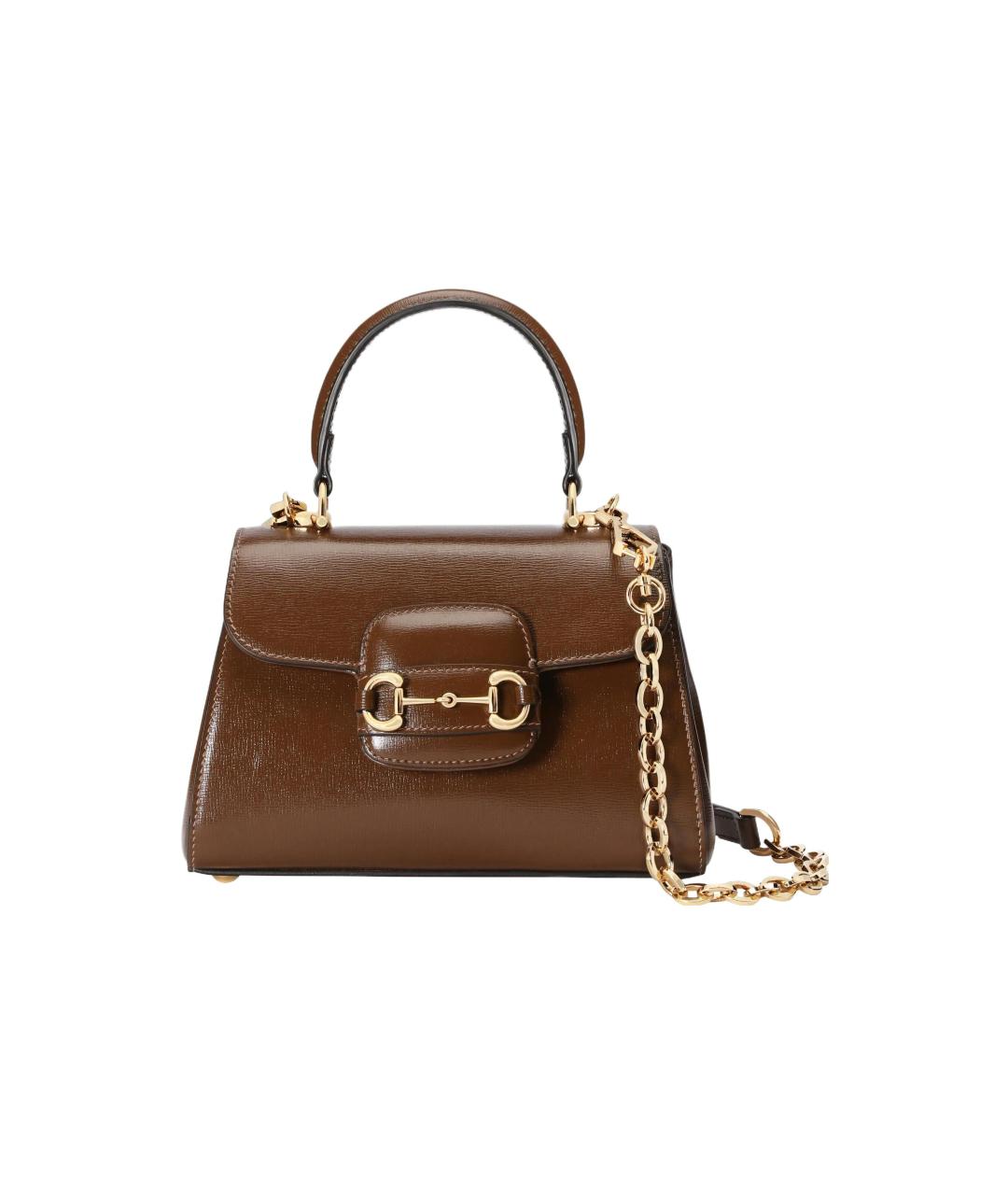 GUCCI Коричневая кожаная сумка через плечо, фото 6