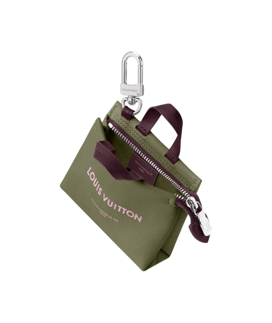 LOUIS VUITTON Зеленый кожаный кошелек, фото 2