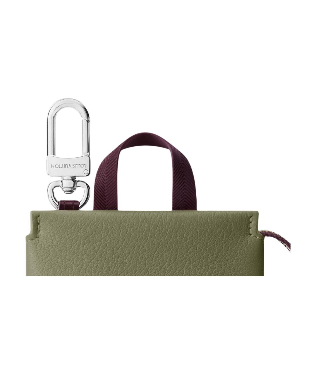 LOUIS VUITTON Зеленый кожаный кошелек, фото 4