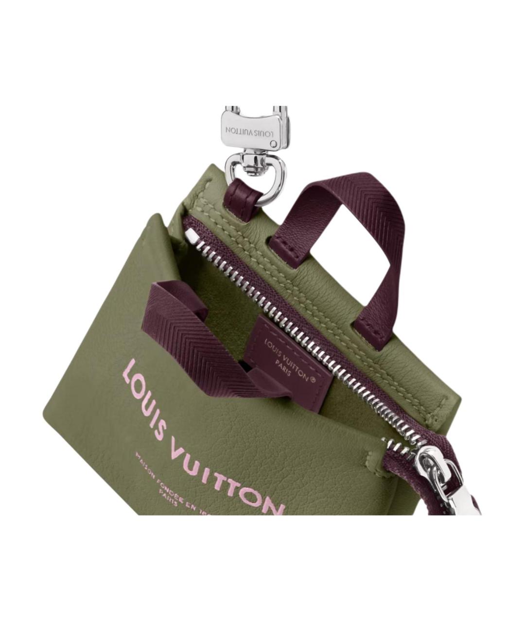 LOUIS VUITTON Зеленый кожаный кошелек, фото 5