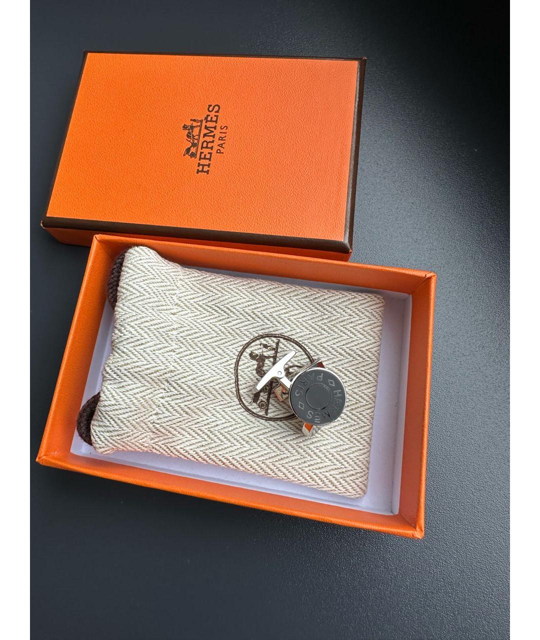 HERMES Бежевые металлические запонки, фото 3