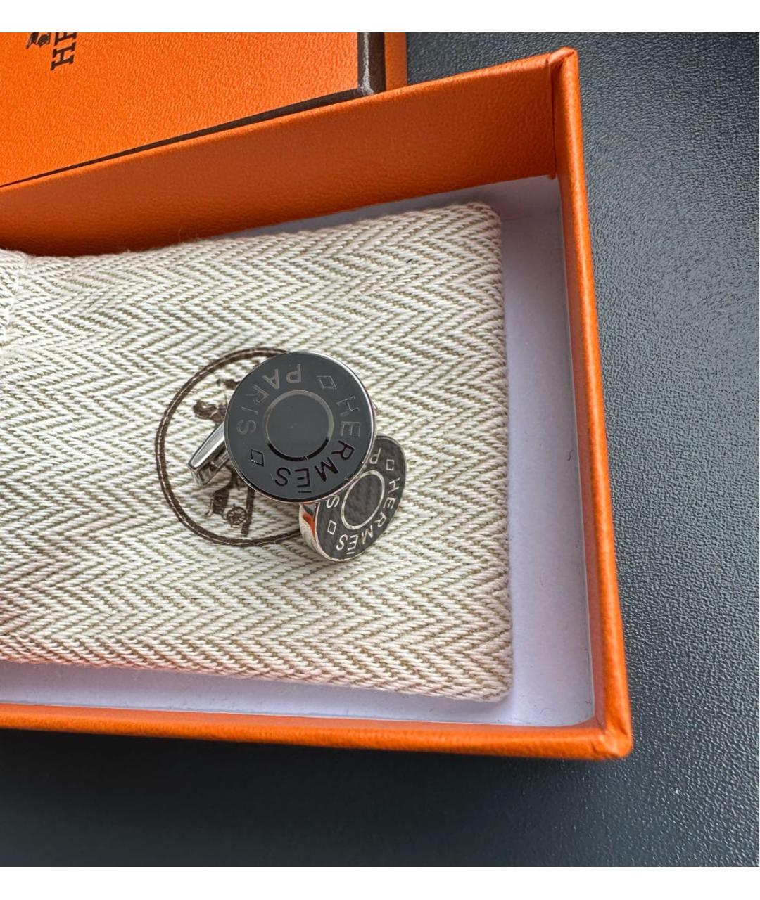 HERMES Бежевые металлические запонки, фото 2