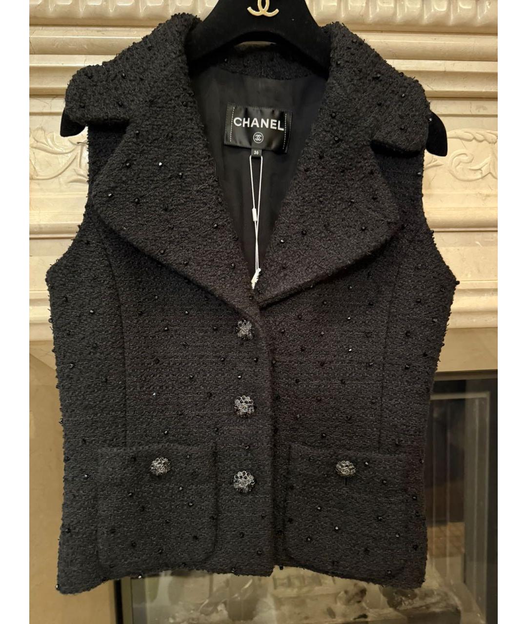 CHANEL Черный твидовый жилет, фото 4