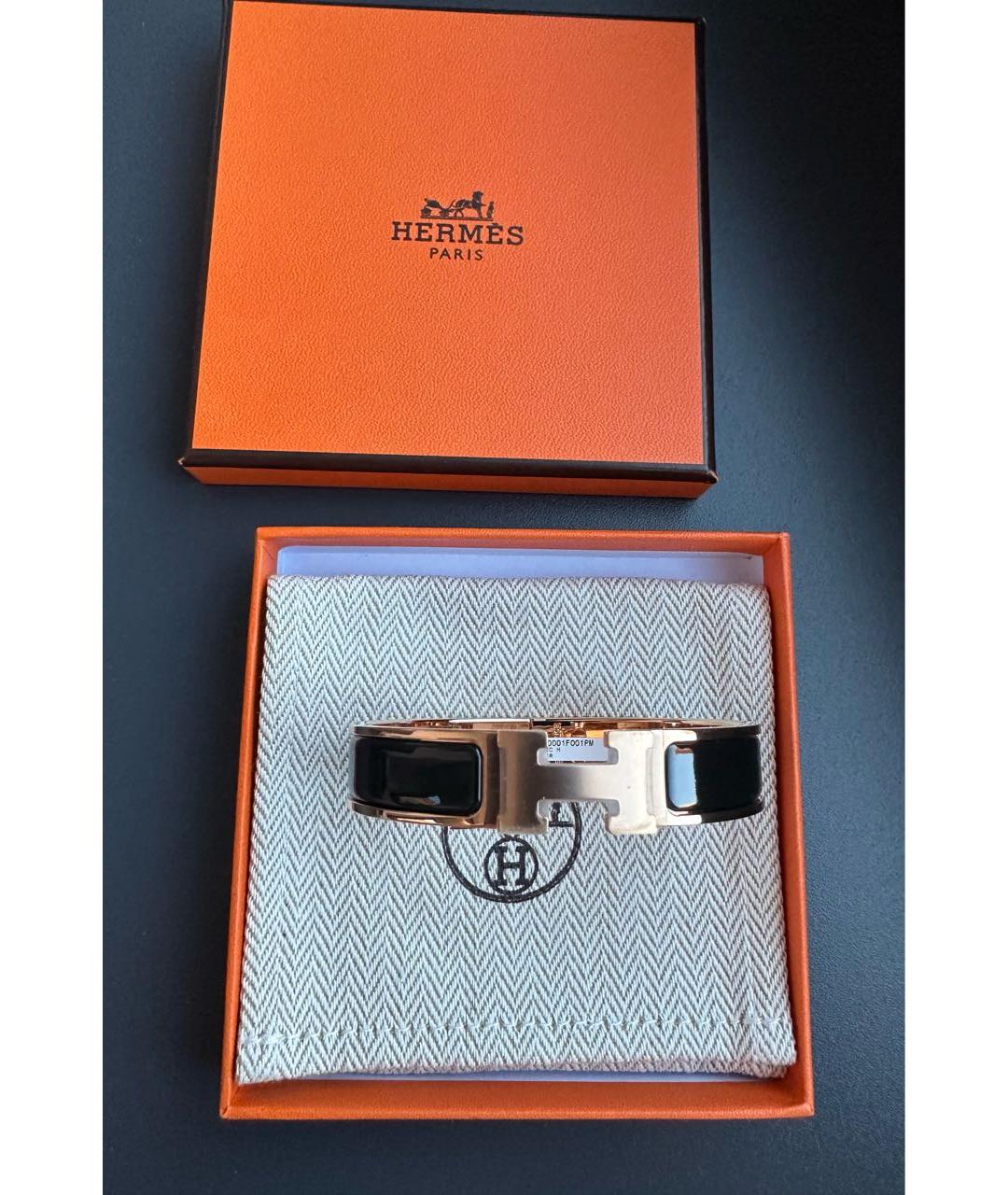 HERMES Черный металлический браслет, фото 4