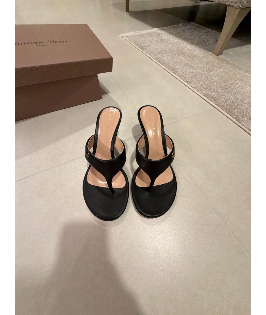 GIANVITO ROSSI Черные кожаные мюли, фото 2