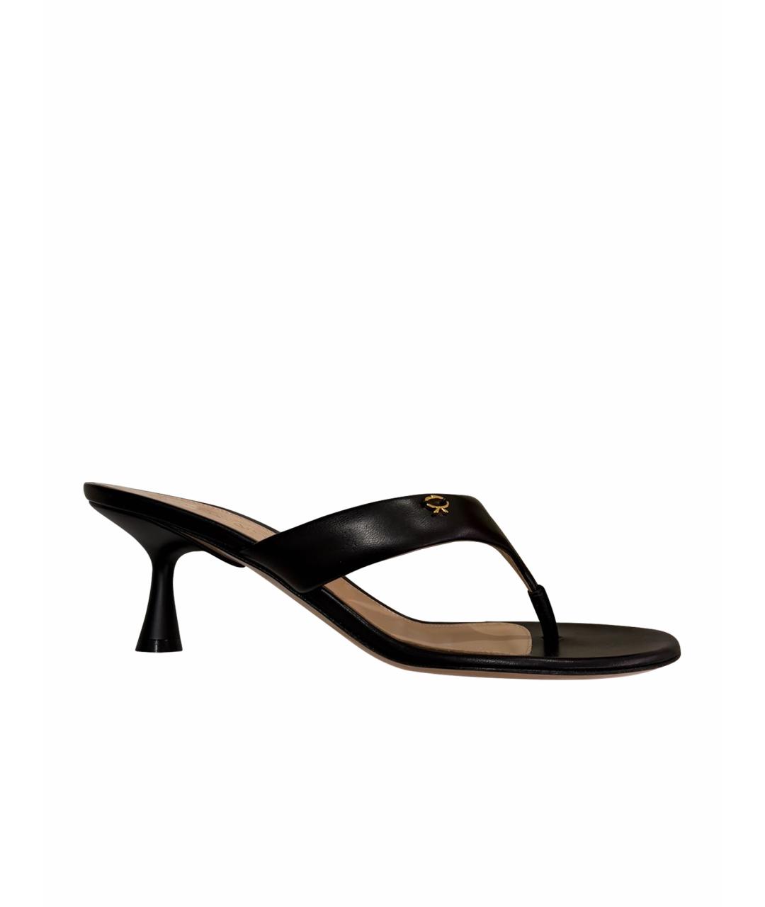 GIANVITO ROSSI Черные кожаные мюли, фото 1