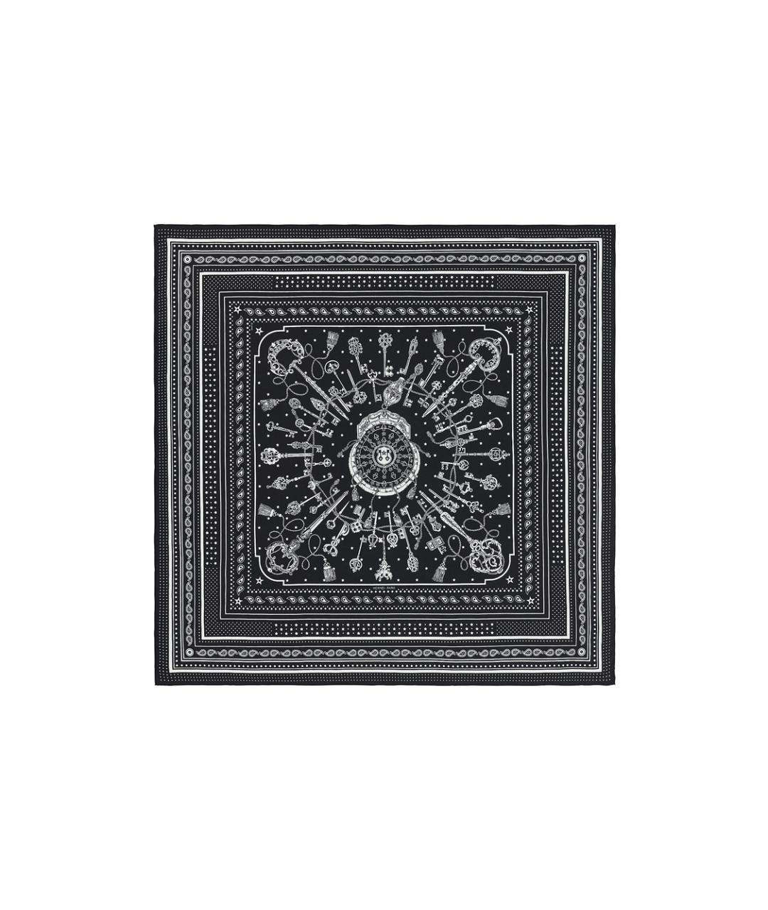 HERMES Черный шелковый платок, фото 1