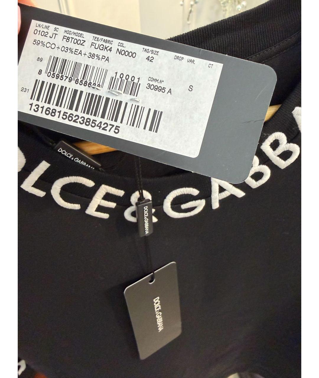 DOLCE&GABBANA Черная хлопковая футболка, фото 4