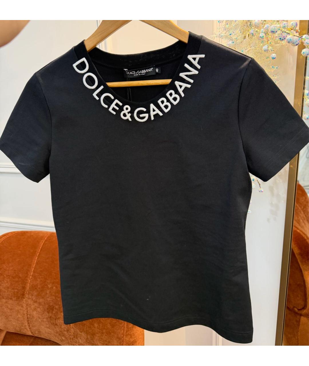 DOLCE&GABBANA Черная хлопковая футболка, фото 5
