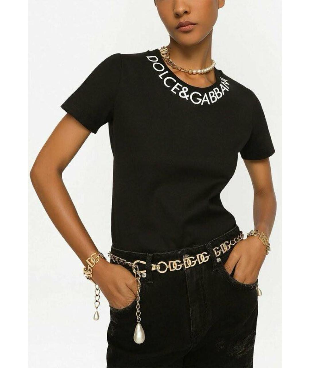 DOLCE&GABBANA Черная хлопковая футболка, фото 3