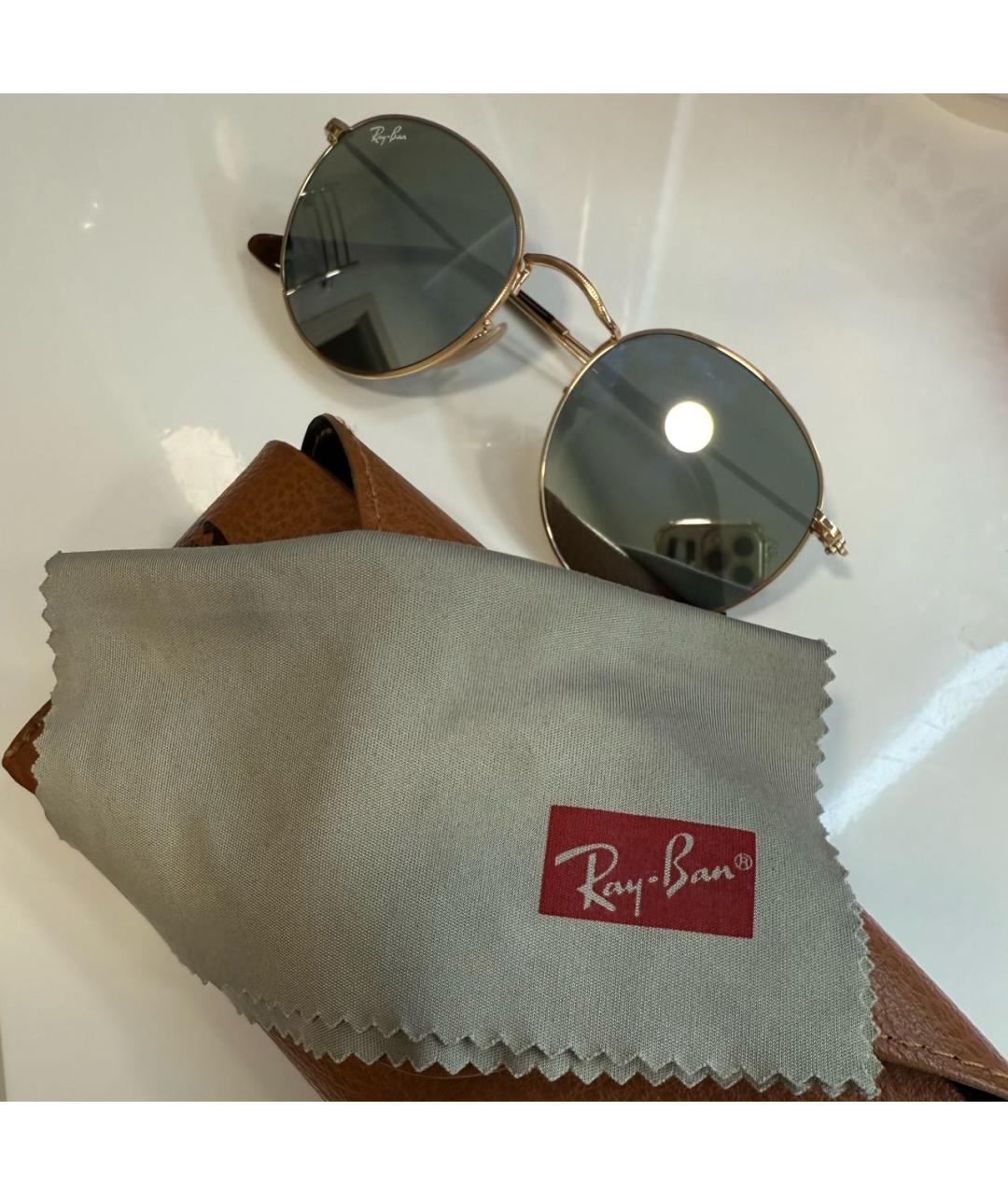 RAY BAN Голубые металлические солнцезащитные очки, фото 4
