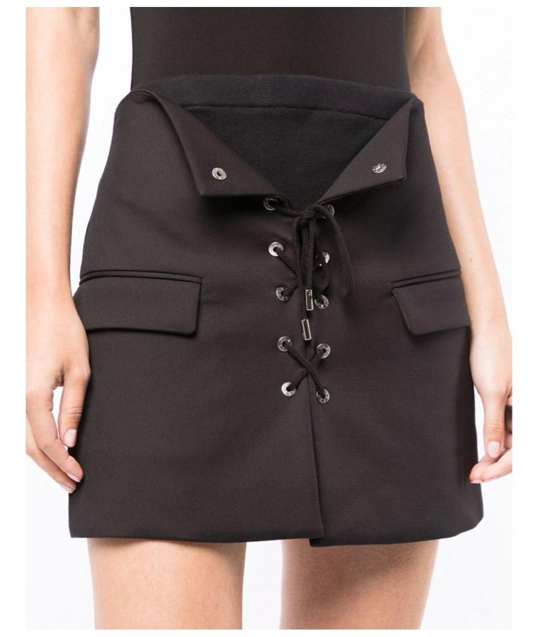 DION LEE Черная полиамидовая юбка мини, фото 3