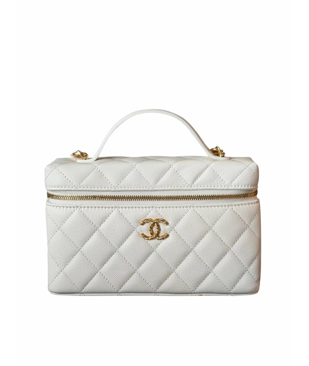 CHANEL Белая кожаная сумка с короткими ручками, фото 1