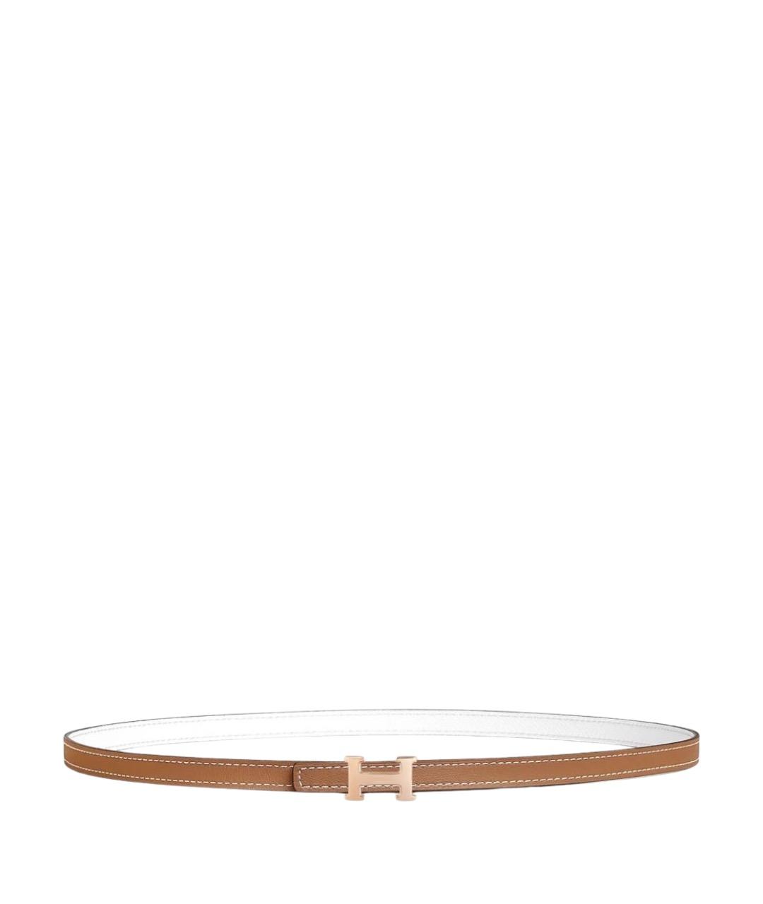 HERMES Золотой кожаный ремень, фото 1
