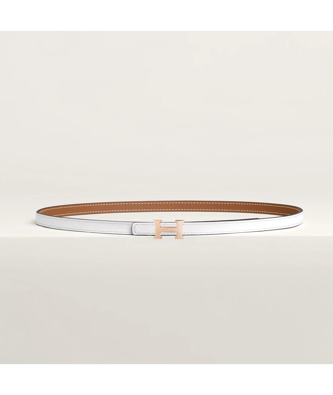 HERMES Золотой кожаный ремень, фото 3