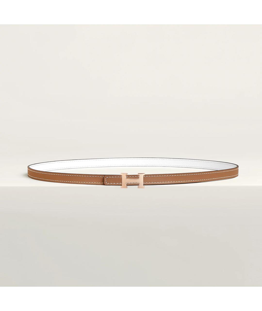 HERMES Золотой кожаный ремень, фото 2