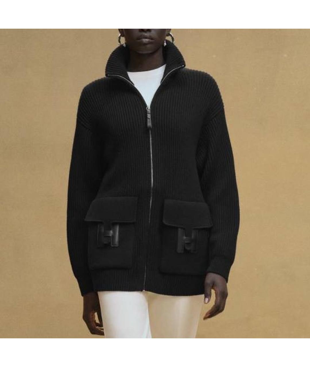 HERMES Черный шерстяной кардиган, фото 2