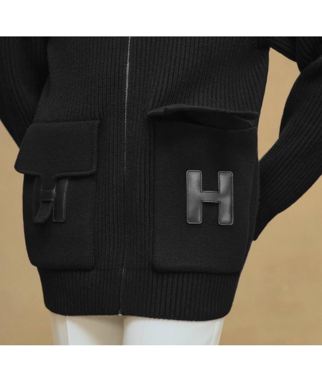HERMES Черный шерстяной кардиган, фото 4
