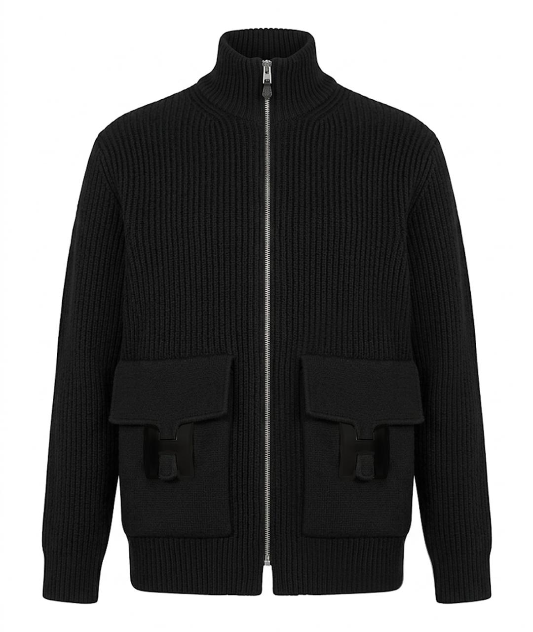 HERMES Черный шерстяной кардиган, фото 1