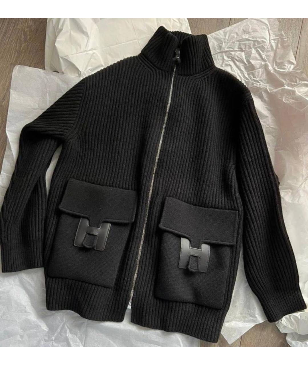 HERMES Черный шерстяной кардиган, фото 5