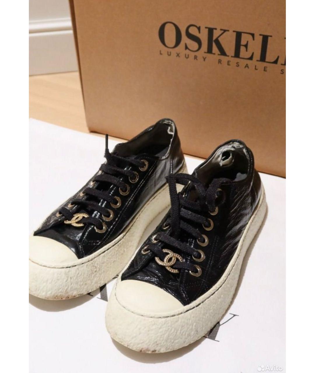 CHANEL Черные кеды из лакированной кожи, фото 5