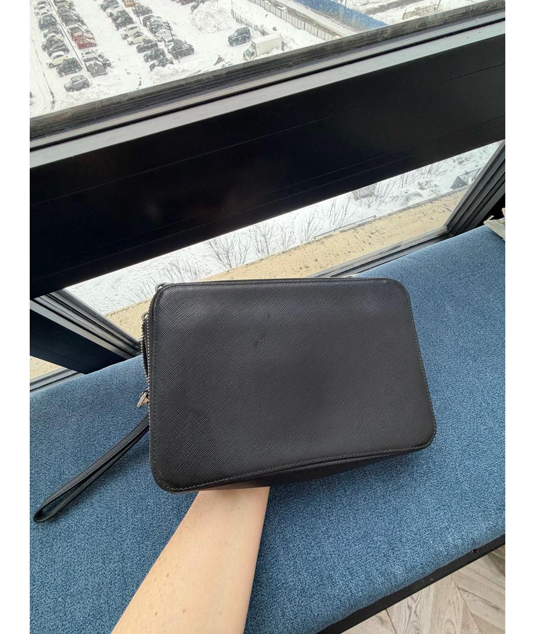 PRADA Черная кожаная барсетка, фото 3