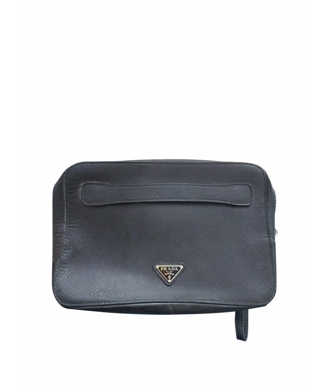 PRADA Черная кожаная барсетка, фото 1