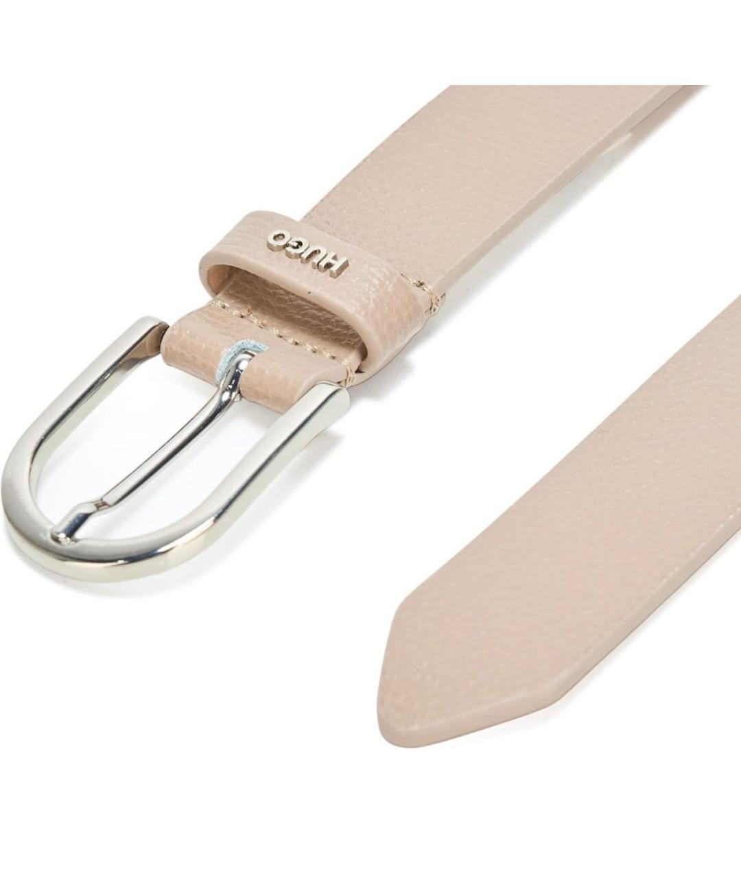 HUGO Бежевый кожаный ремень, фото 4