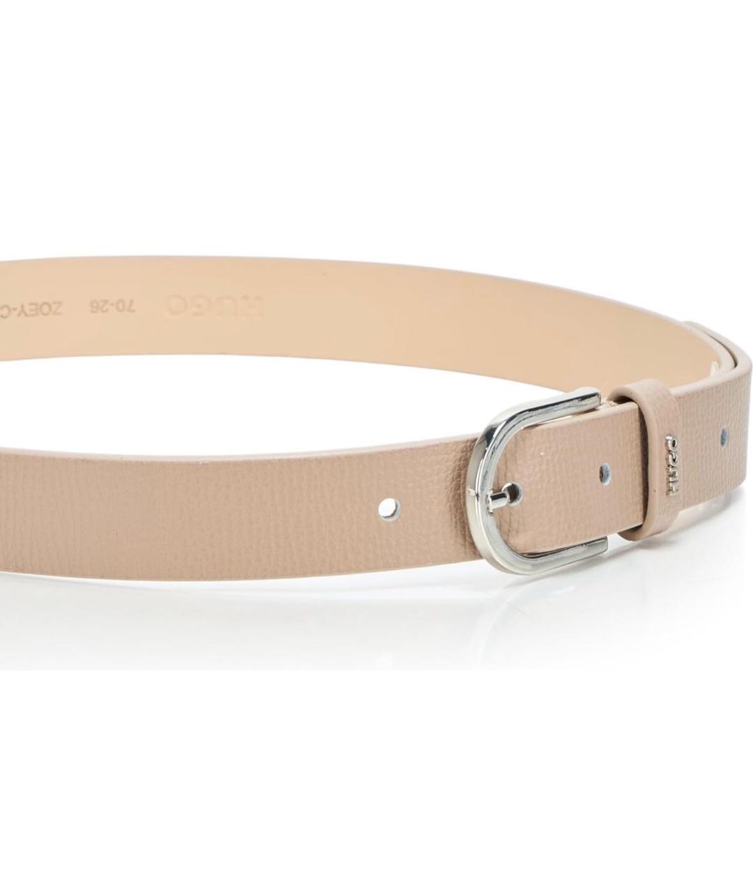 HUGO Бежевый кожаный ремень, фото 3