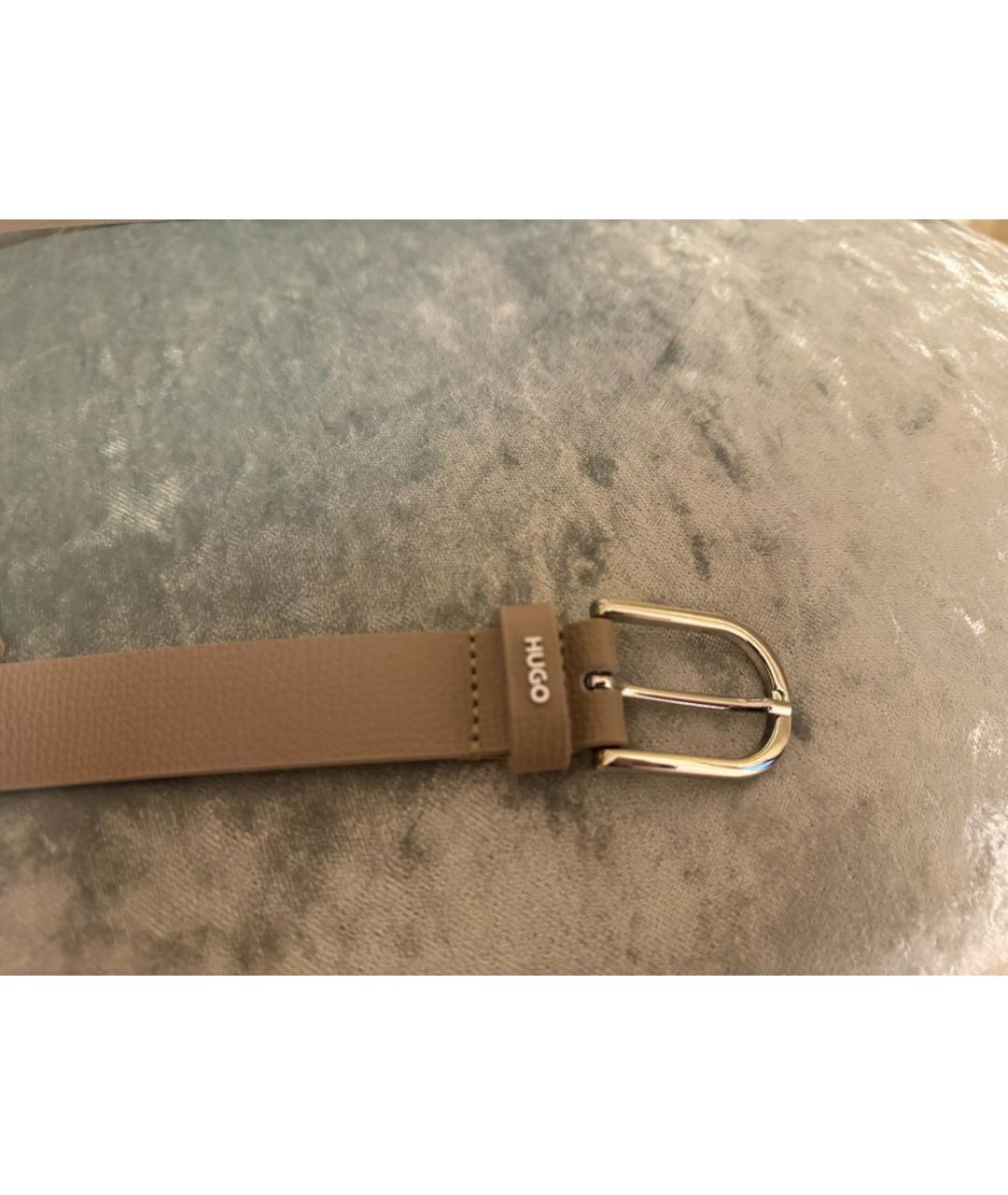 HUGO Бежевый кожаный ремень, фото 8